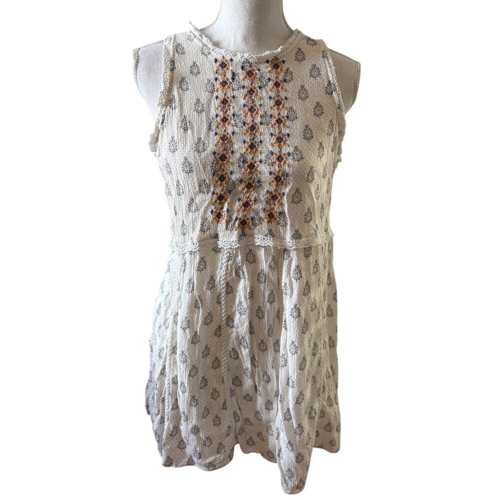 Altar'd State Mini Dress Embroidered Boho Print White M